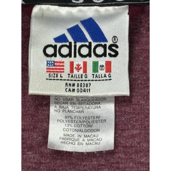 Adidas Jacket Mens Large Maroon Black Soccer Full Zip Track Athletic Retro Y2K - Picture 9 of 11